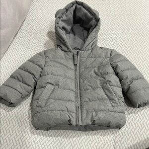 Rokka & Rolla baby Puffer Jacket Hooded Gray Full Zip Winter Coat Size (6-9M)
